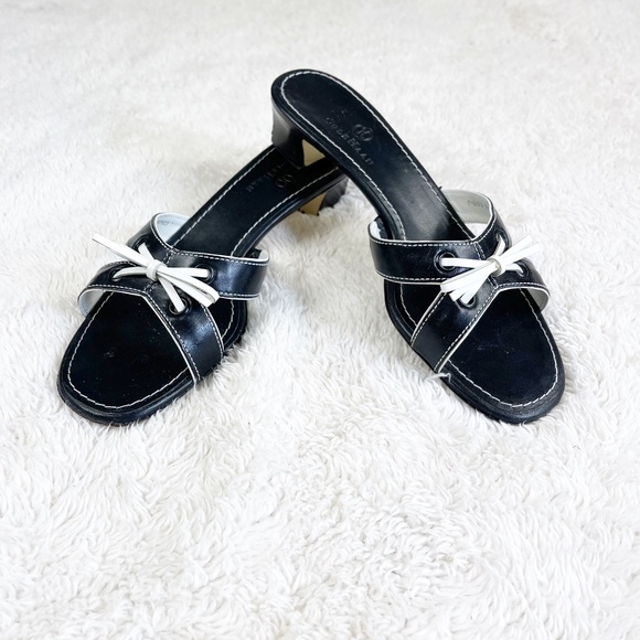 Cole Haan Shoes - Cole Haan Black Slip On Sandals Bow Tie Strap Low